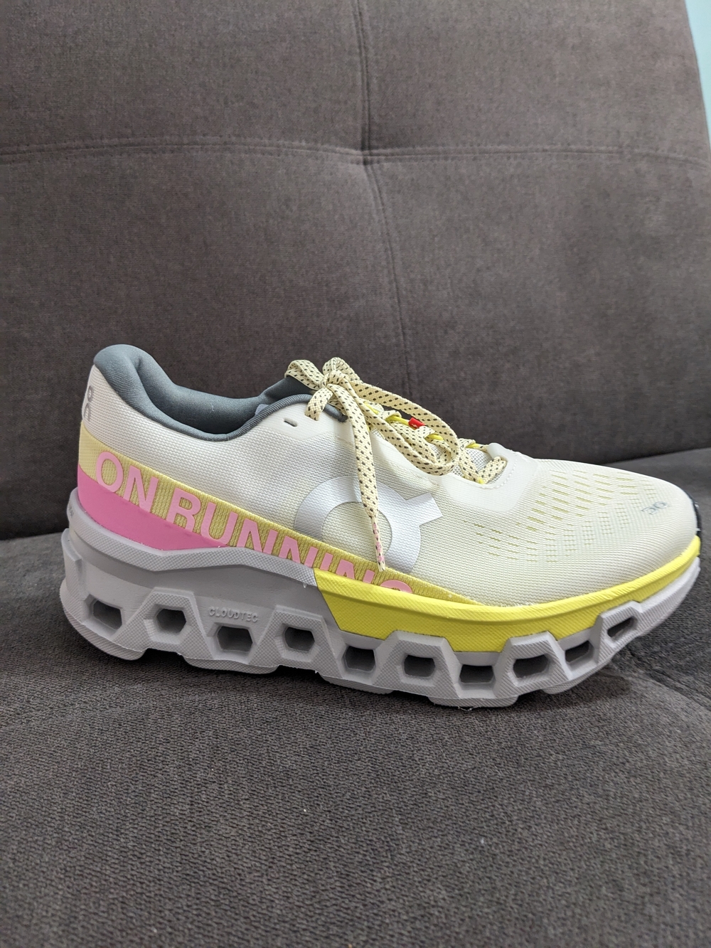 On Running Women's Cloudnova Running Shoe - White/Yellow/Pink